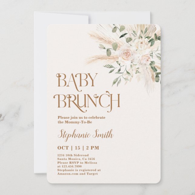 Boho Baby shower Brunch Invitation (Devant)