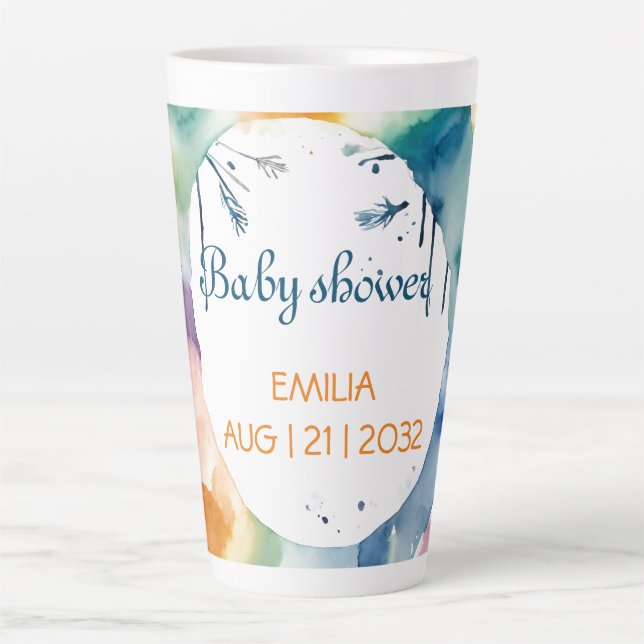 Boho Baby Shower Coffee Mug - Customizable Latte  (Front)