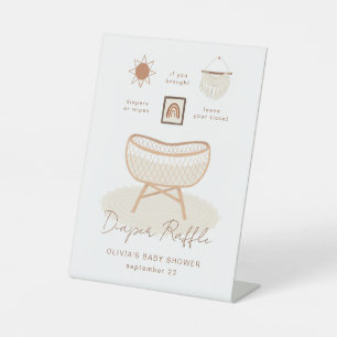 Boho Baby Shower Diaper Raffle Nursery Pedestal Sign