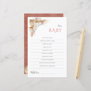 Boho Baby Shower Game Dear Baby Wishes Card
