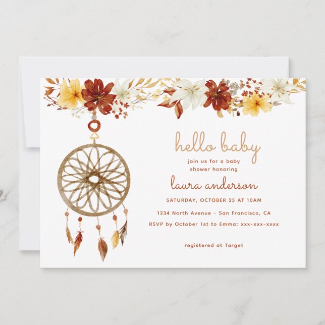 Boho Baby Shower Gender Neutral Invitation (Front)