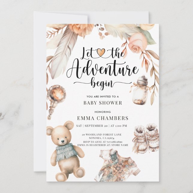 Boho Baby Shower Gender Neutral Invitation (Front)