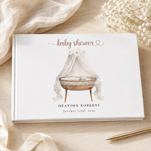 Boho Baby Shower Guest Book Neutral Bassinet