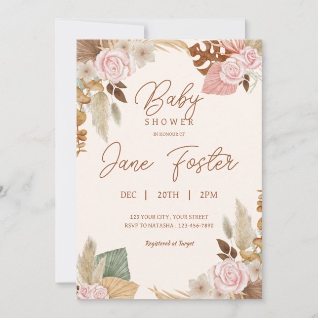 Boho Baby Shower Invitation (Front)