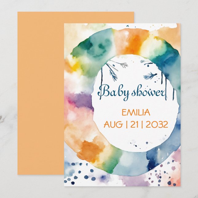 Boho Baby Shower Invitation – Cute Custom Gender  (Front/Back)