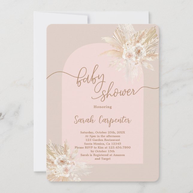 Boho Baby shower Invitation fille (Devant)