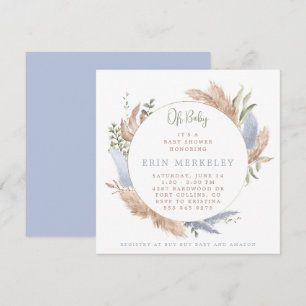 Boho Baby Shower Invitation for Baby Boy