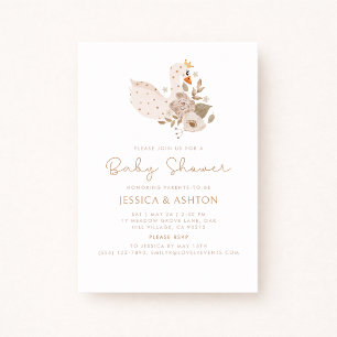 Boho Baby Shower Invitation – Swan & Floral Design