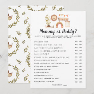 Boho Baby Shower   Mommy or Daddy Game Invitation