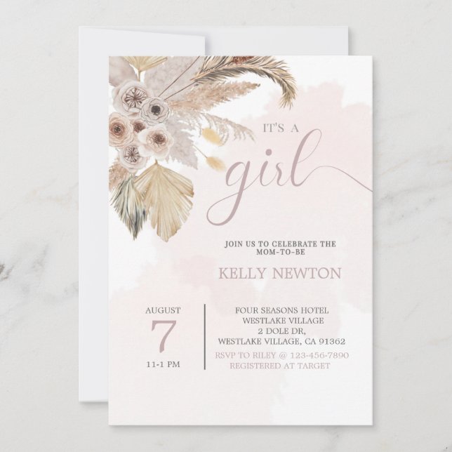 BOHO BABY SHOWER, PAMPAS GRASS, BABY  (Front)