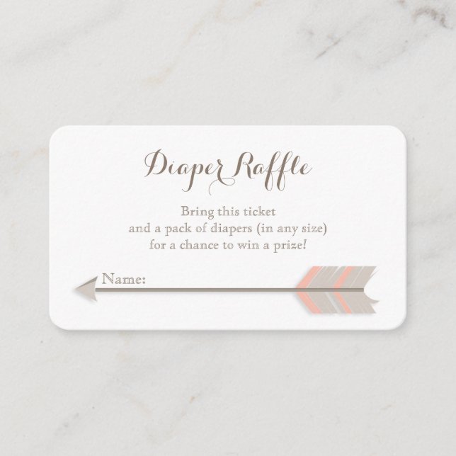 Boho Baby Shower Pink and GreyDiaper Raffle Ticket Enclosure Card (Front)