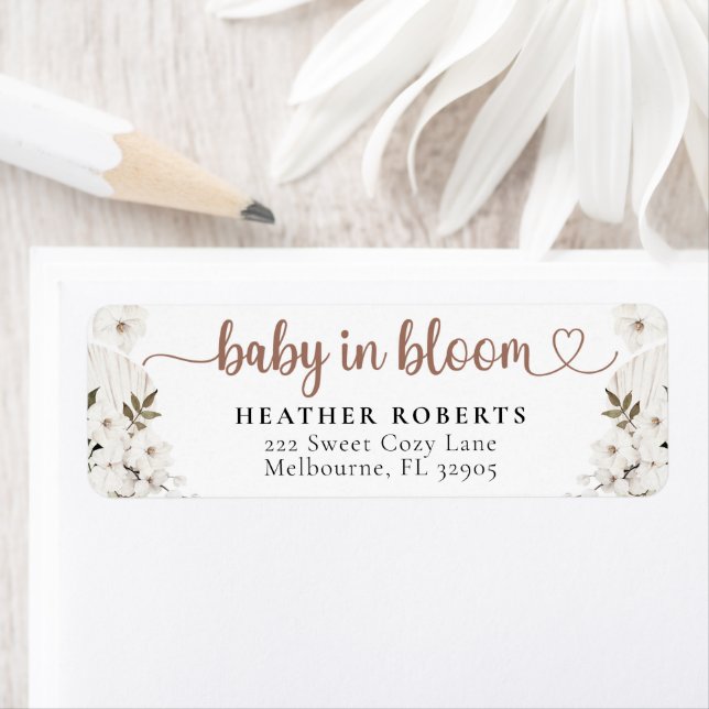 Boho Baby shower retour Adresse Étiquettes Floral (En situation)