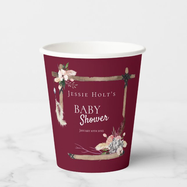 Boho Baby Shower Southwestern Paper Cups (Front)