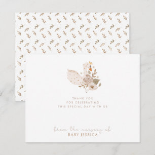 Boho Baby Shower thank you card  – Swan & Floral 