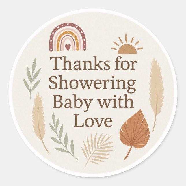Boho Baby Shower Thank You Sticker (Front)