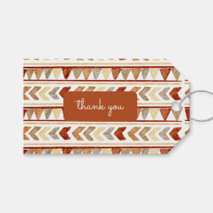 Boho Baby Shower Tribal Navajo Brown Thank You Gift Tags