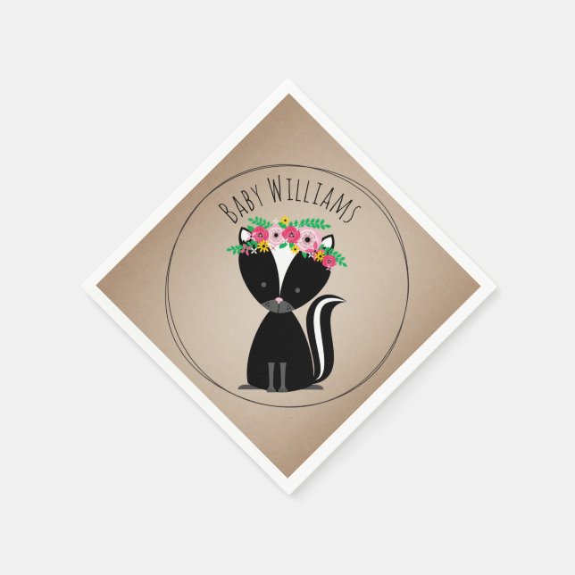 Boho Baby Skunk Baby Shower Napkins (Corner)