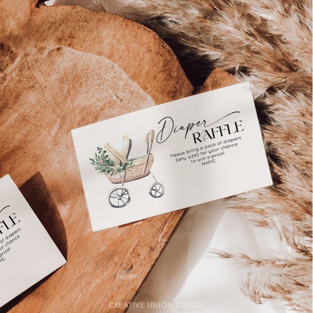 Boho Baby Stroller Gender Neutral Diaper Raffle Enclosure Card (Diaper Raffle Cards)