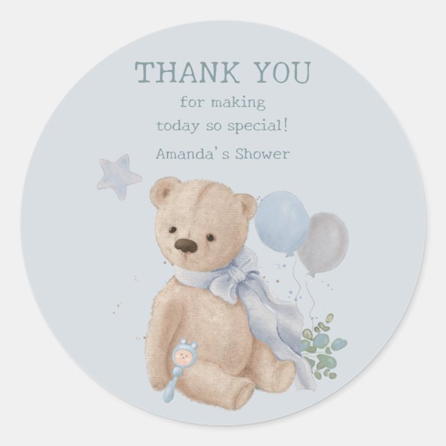 Boho baby teddy bear classic round sticker (Front)