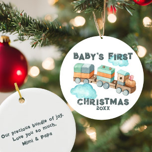 Boho Baby's First Christmas Train Ornament
