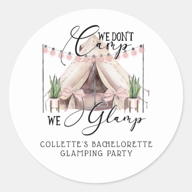 Boho Bachelorette Glamping Party Classic Round Sticker (Front)