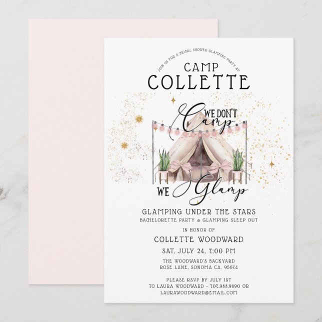 Boho Bachelorette Glamping Party Under The Stars  Invitation (Front/Back)