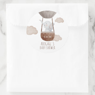 Boho Balloon Elephant Baby Shower Classic Round Sticker