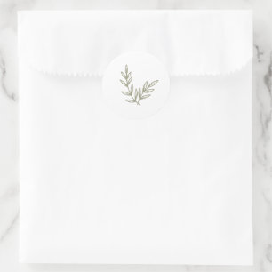 Boho Bamboo Botanical Leaf Soft Elegant Greenery Classic Round Sticker