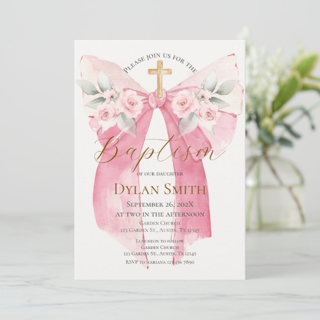 Boho Baptism  Invitation (Debout devant)