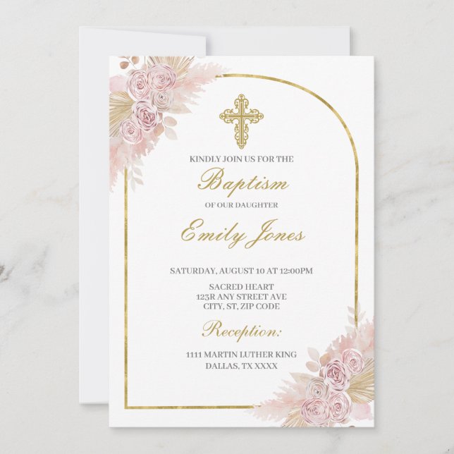 Boho Baptism invitation (Front)