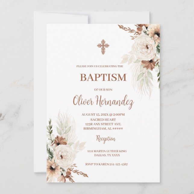 Boho Baptism Invitation (Front)