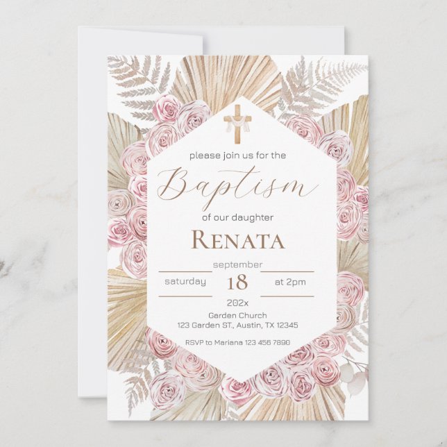 Boho Baptism Invitation (Front)