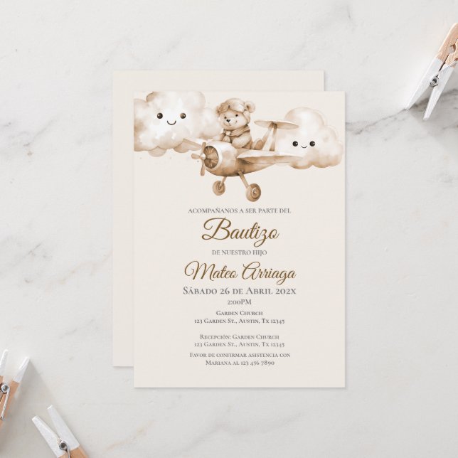  Boho Baptism  Invitation (Front/Back In Situ)