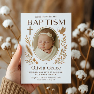 Boho Baptism Invitation avec photo