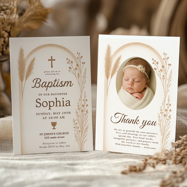 Boho Baptism Invitation et jeu de Cartes de remerc (boho-neutral-baptism-invitation-thank-you-card-set-sophia.png)