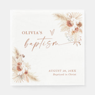 Boho Baptism Napkins   Pampas Grass Christening