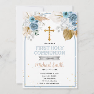 Boho Baptism party Invitation