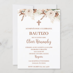Boho Baptism Spanish Invitation