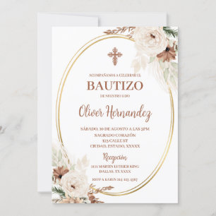 Boho Baptism Spanish Invitation