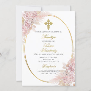 Boho Baptism Spanish Invitation
