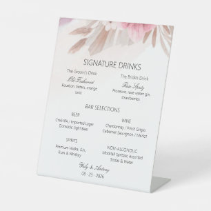Boho Bar Cocktail Beverage Selection Table Stand Pedestal Sign
