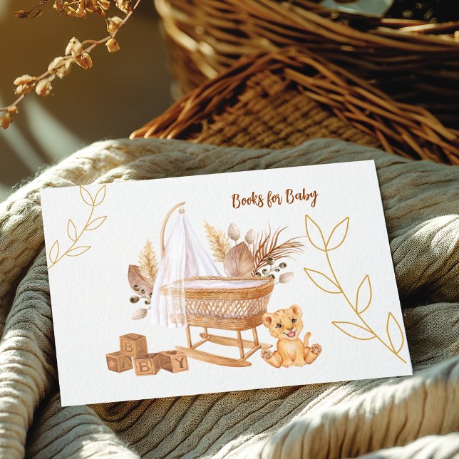 Boho Bassinet Nursery Books For Baby Shower Game Enclosure Card (Creator Uploaded)
