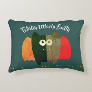Boho Bat Funny Quote Teal Green Orange Accent Pillow