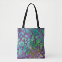 Boho Batik Purple Green Abstract Leaf Pattern