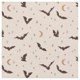 Boho Bats and Stars Halloween Pattern Fabric