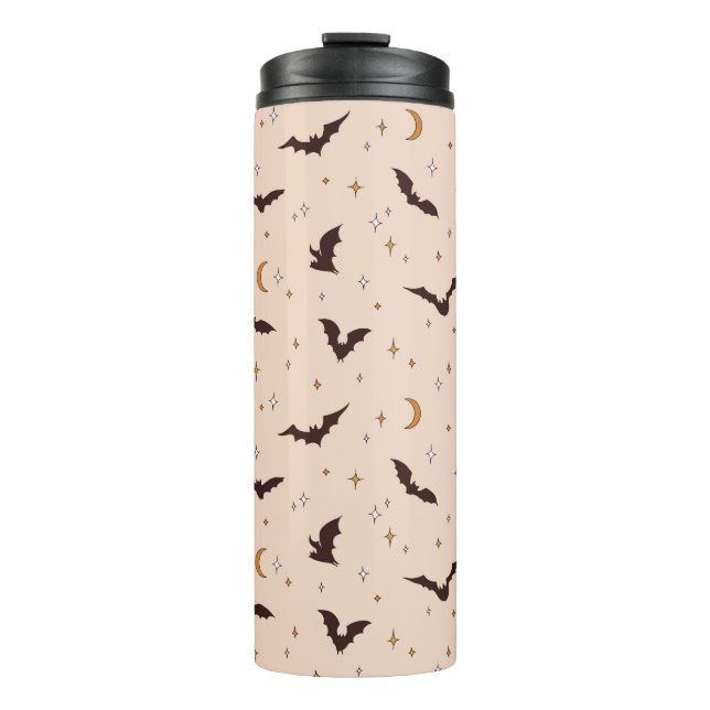 Boho Bats and Stars Halloween Pattern Thermal Tumbler (Front)