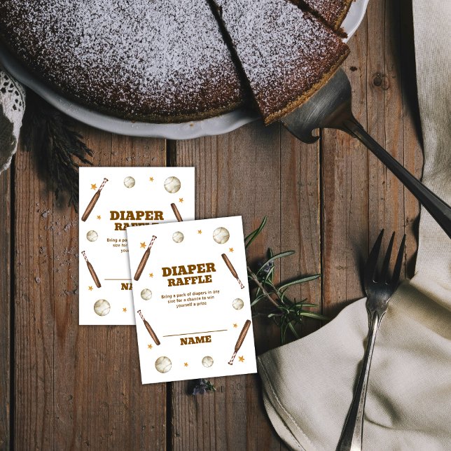 Boho Batter Up Baseball Diaper Raffle Baby Shower Enclosure Card (Boho Batter Up Baseball Diaper Raffle Baby Shower Enclosure Card)