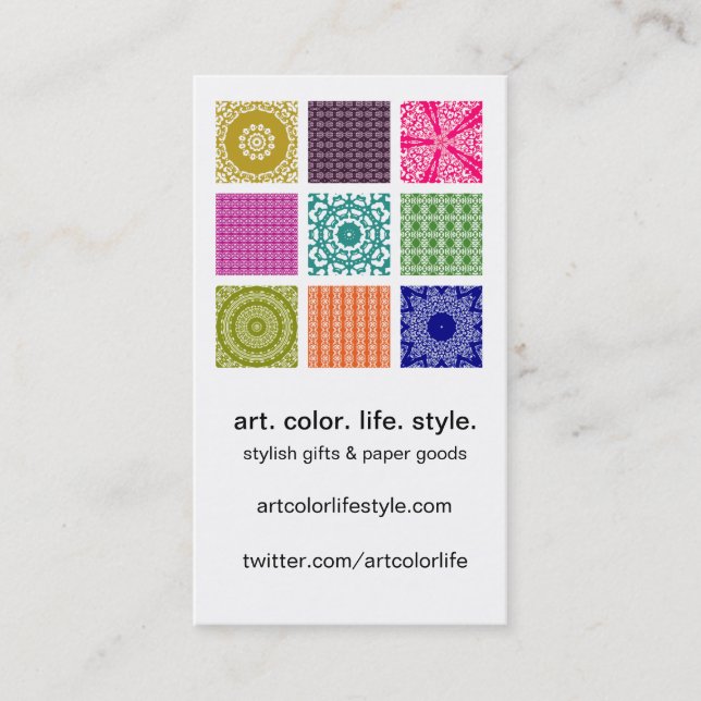 Boho Bazaar Mosaic Patchwork Custom Business Card (Front)