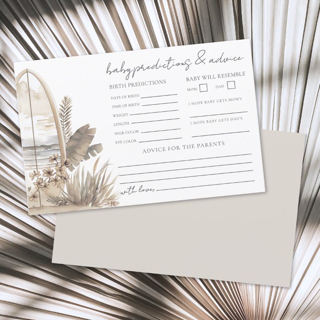 Boho Beach Baby Shower Advice Predictions Card (Boho Beach Baby Shower Advice Predictions Card)