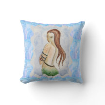 Boho Beach Blue Ocean Mermaid Watercolor